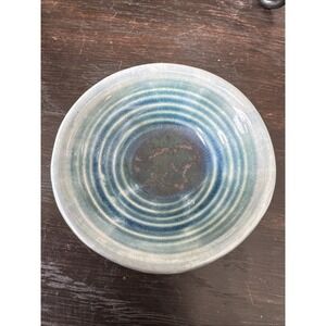 Blessing Bowl Raku Pottery Jeremy Diller  Blue Brown Mini 3 Inch